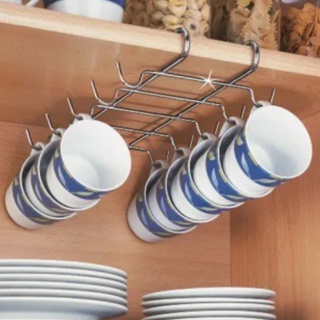 Suporte para 10 Xícaras em Aço Cromado Porta Xícaras Fixação Por Parafuso Prático e Compacto em Oferta na Shopee