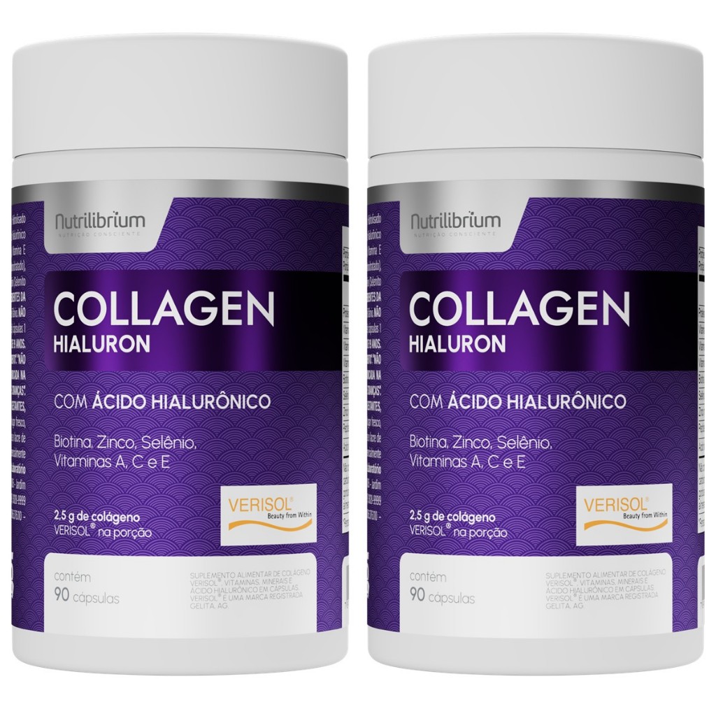 Kit 2x Colágeno Verisol Com Ácido Hialurônico 180 Cápsulas Nutrilibrium em Oferta na Shopee