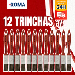 Trincha Simples Cerda Gris Roma 3/4 Polegadas - Kit C/12
