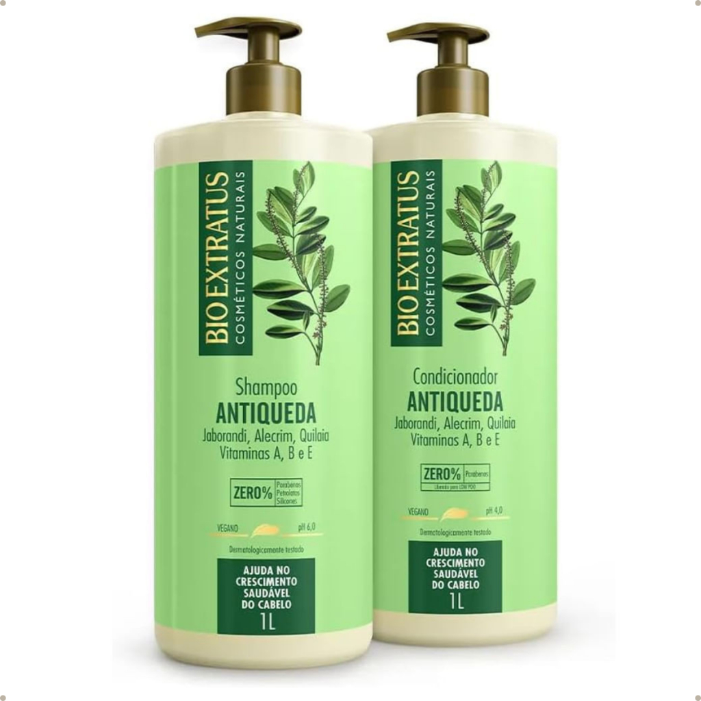 Kit Jaborandi Shampoo e Condicionador Bio Extratus 1L Antiqueda e Crescimento