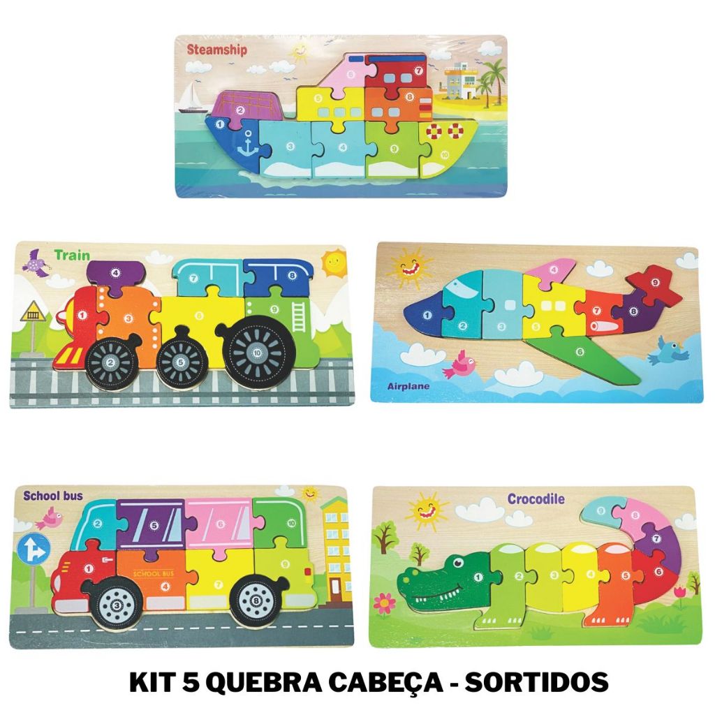 Quebra-Cabeça MDF 3D Grande Numérico Inglês Brinquedo Divertido Encaixe Montessori Transporte em Oferta na Shopee