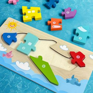 Quebra Cabeça Infantil MDF 3D Animais Tabuleiro Encaixe Quebra Cabeça Puzzle Numérico Números em Oferta na Shopee