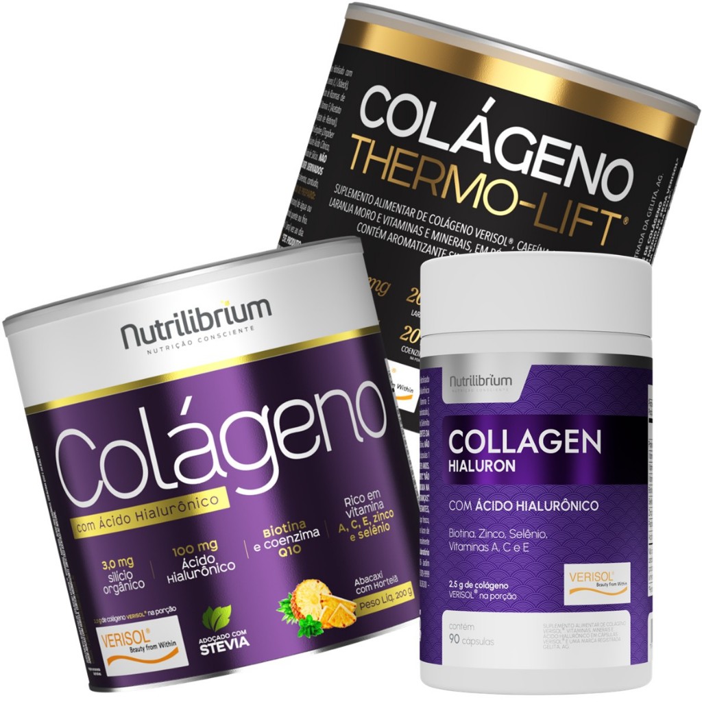 Kit 3x Colágeno Verisol Ácido Hialurônico Tradicional + Thermo Lift + Cápsulas em Oferta na Shopee