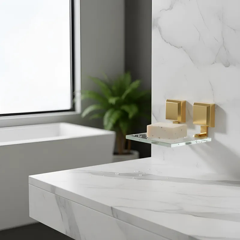 Saboneteira De Parede Vidro Acessórios Banheiro Dourado Gold em Oferta na Shopee