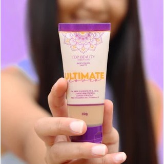 Base Líquida Matte Cobertura Media Alta ULTIMATE Top Beauty Base Facial Resistente á Água
