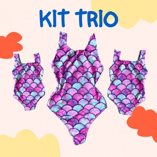 Kit body 3 peças  1mae e 2 filhas suplex estampas variadas