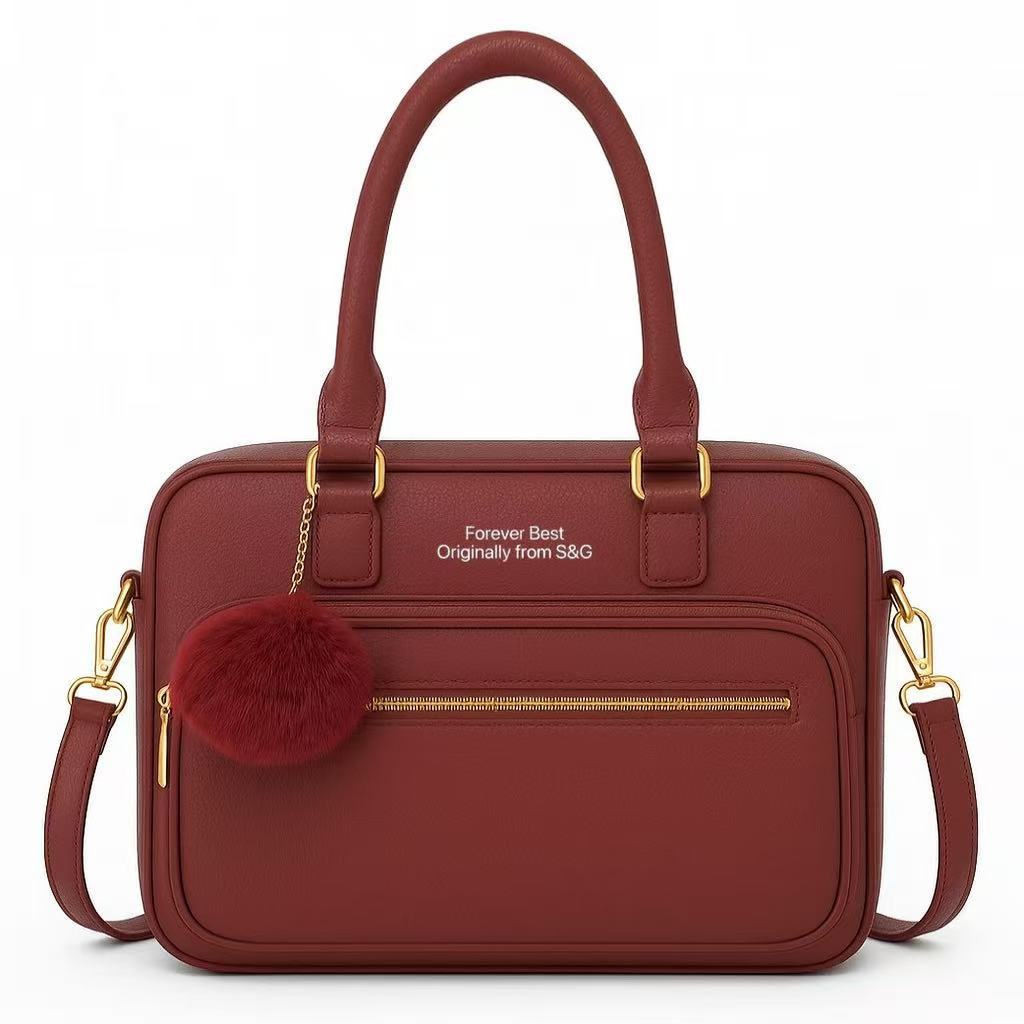 Bolsa Feminina Tiracolo Transversal Multiuso 2 Divisórias Com Chaveiro Pompom Elegante Moda Chique Fashion