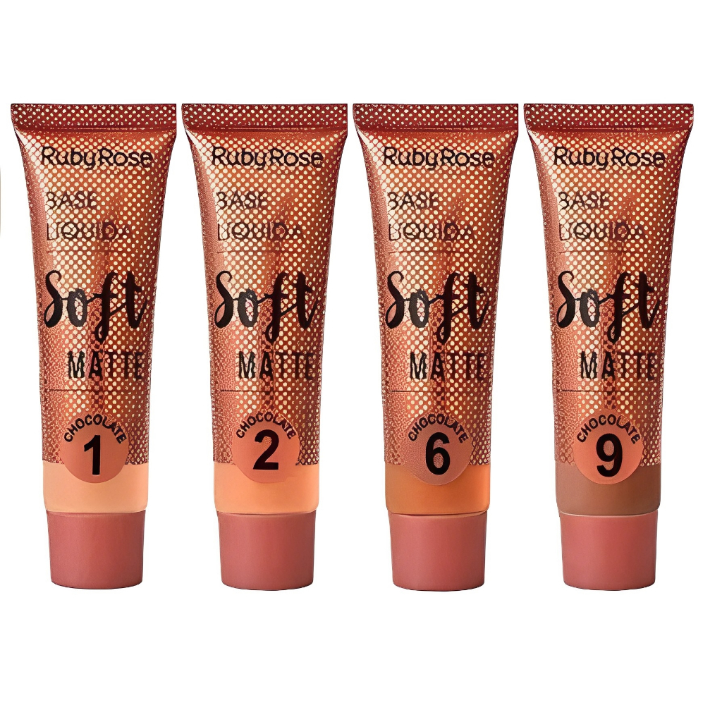 Base Líquida Soft Matte Chocolate HB8050 Ruby Rose em Oferta na Shopee