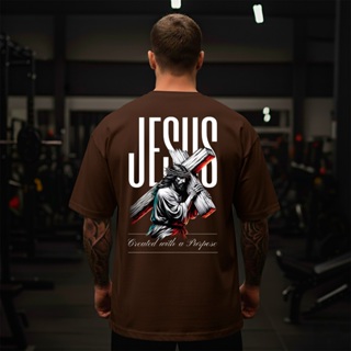 Camiseta Oversized Gola Redonda Fio 30.1 Premium Jesus Cristo Cruz Estampa Cristã Promoção em Oferta na Shopee