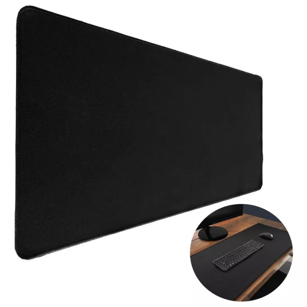 Mousepad Gamer Profissional Grande 90x40cm Preto Antiderrapante Base Emborrachada Costura Reforçada
