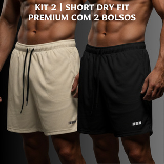 Kit 2 Bermudas Básica Dry Com Bolsos Masculina P ao G3 Plus Size RUN Esportiva Academia Cross Treino em Oferta na Shopee