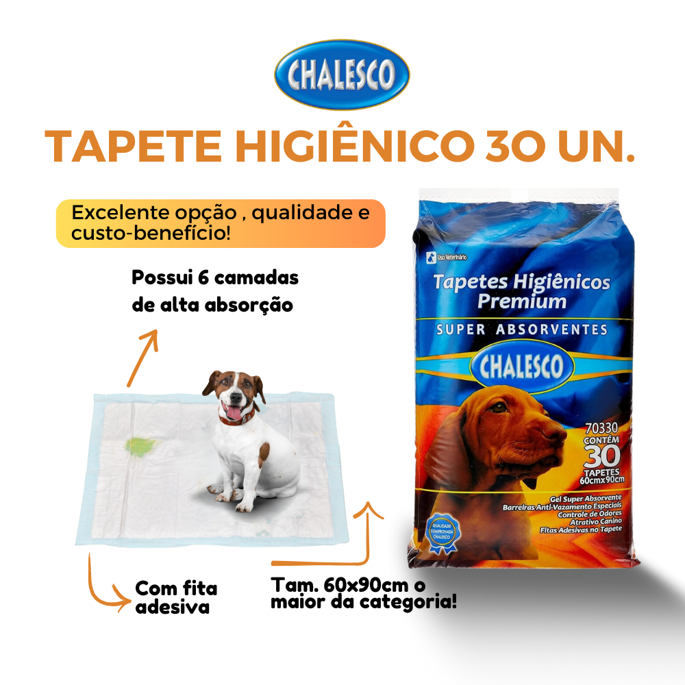 Tapete Higiênico 30 Unidades 90x60cm Chalesco