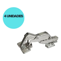 Kit 4 Dobradiça 165 Graus ( Curva ) Amortecedor 35mm Soft Close Para Armários Cozinhas e Móveis