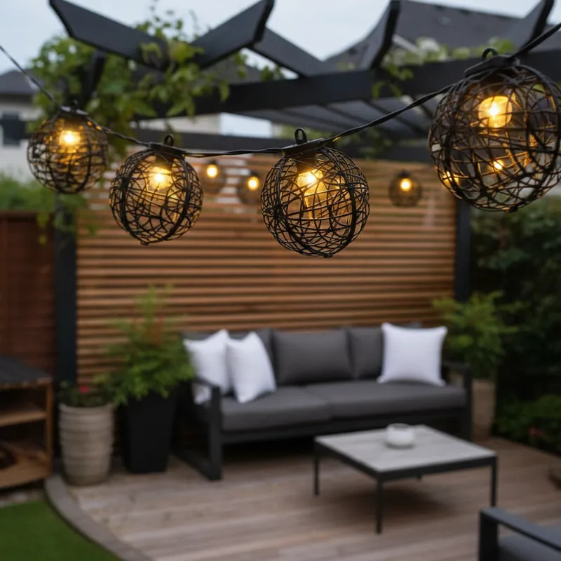 Kit 10 Globo Esfera Rústico Decoração Varal de Luzes Encaixe para varal de luz cordão jardim externo