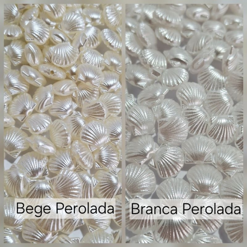 Entremeio Conhas  Pérola   10mm - Pacote com 50 Gramas