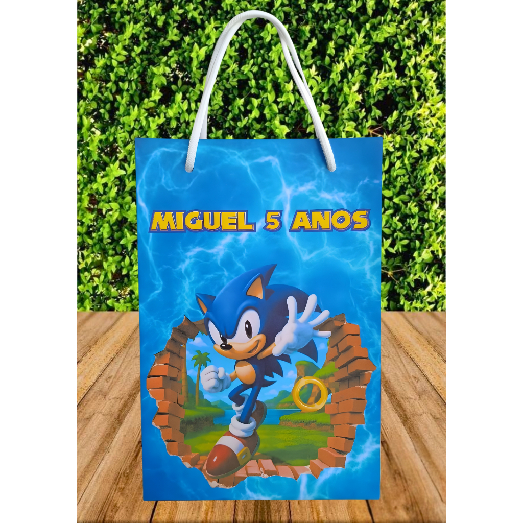 Sacolinha Sonic Lembrancinha Festa Infantil Brinde Aniversário Sacolinha Surpresa Personalizada