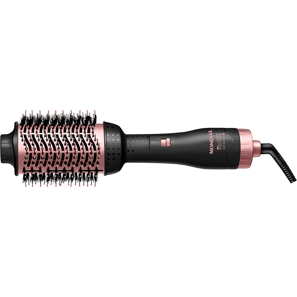 ESCOVA SECADORA MONDIAL BLACK ROSE ARGAN ES-14 (3 EM 1) 220V | REVESTIMENTO COM ÓLEO DE ARGAN