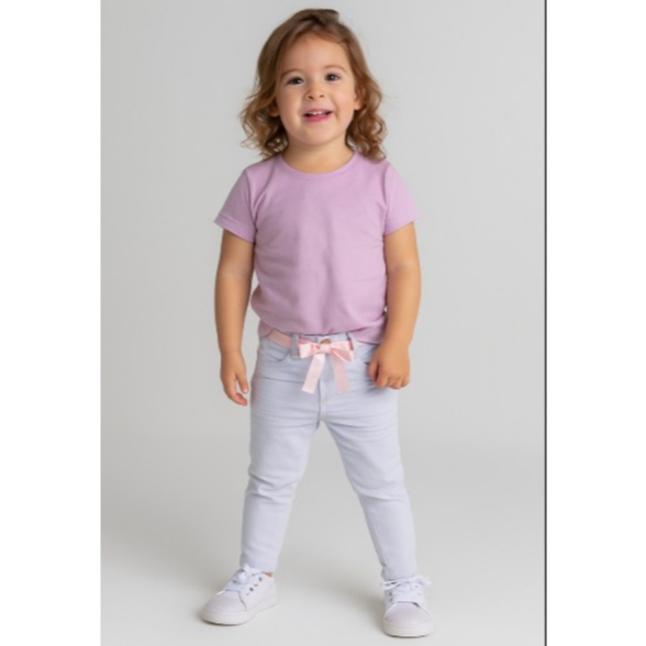 Calça Jeans Branco Infantil Bebê Menina 1 ao 3
