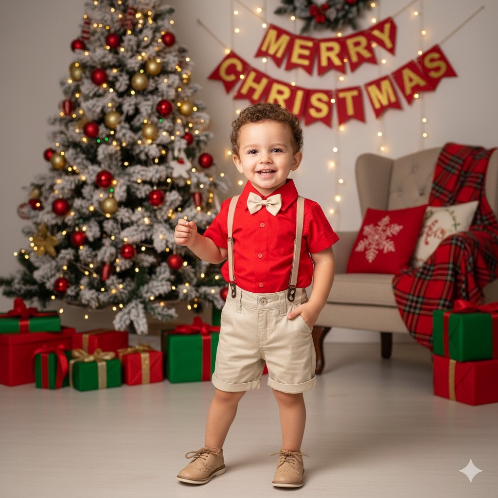 ROUPA DE NATAL MENINO com camisa e bermuda papai noel bebe conjunto natalino