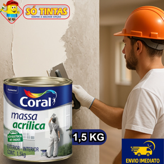 Massa Acrílica Coral 1,5kg, Para Paredes Internas e Externas, Áreas Úmidas, Acabamento Liso e Fino em Oferta na Shopee
