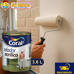 Selador Acrílico Coral 3,6L Branco, Fundo Selante para Parede Interna e Externa, Alta Resistência