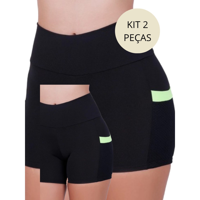 Short Fitness com Bolso Legging Suplex Feminino Academia Ginástica Zero Transparência