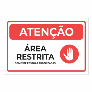Placa Atenção Área Restrita Sinalização Pessoas Autorizadas em Oferta na Shopee