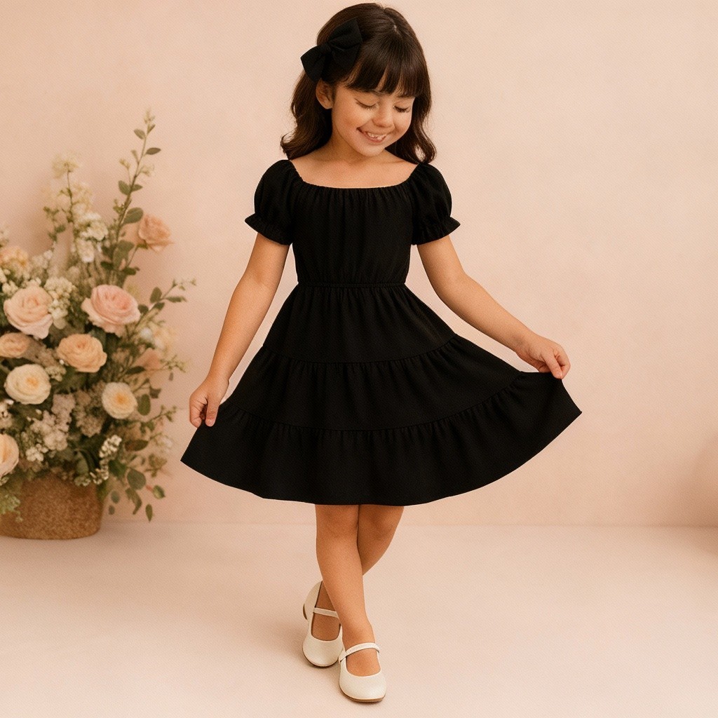Vestido Preto Infantil Modelo Ciganinha Elegante e Confortável Feminino Meninas de Luxo em Oferta na Shopee
