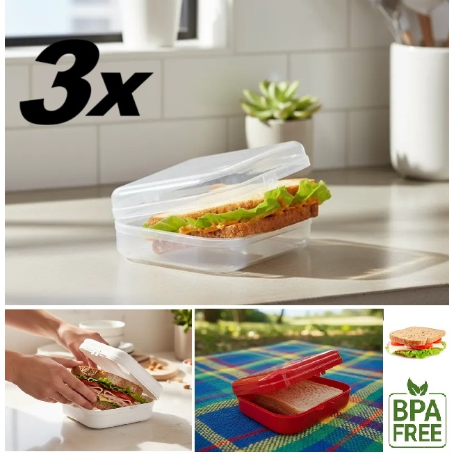 3 Porta Lanches Sanduíches  - Livre BPA em Oferta na Shopee