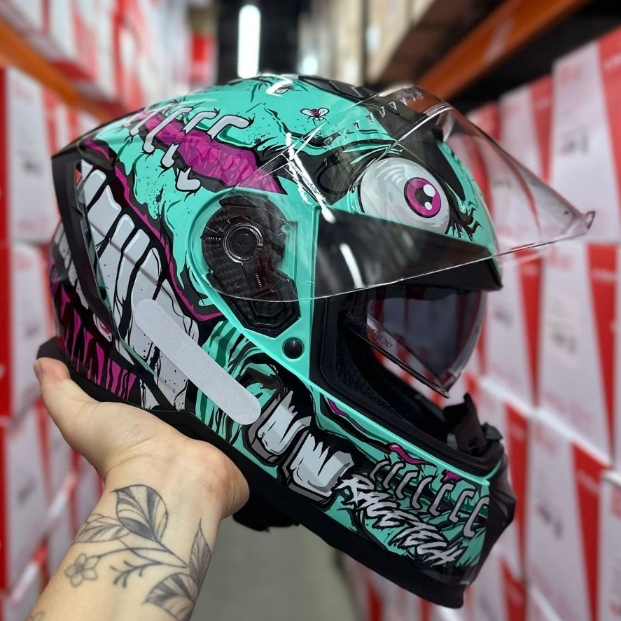 CAPACETE RACE TECH VOLT VISEIRA SOLAR CROC AQUA VERDE/ROSA EXCLUSIVO PROMOÇÃO IMPERDIVEL