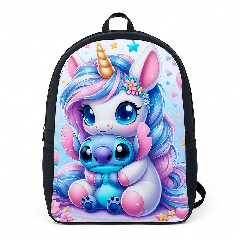 Mochila Escolar Unicórnio Baby Cute Meninas Arco Íris Alça Reforçada de Lona Infantil Juvenil