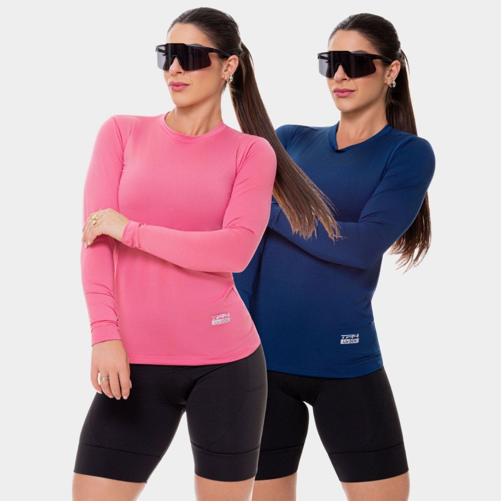 Kit 2 Camisas Feminina Proteção Solar Segunda Pele Esportes Casual Verão