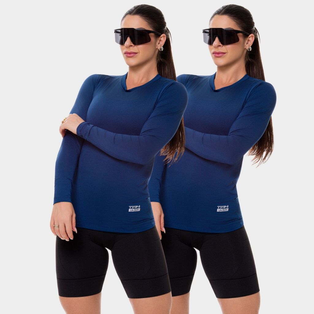 Kit 2 Blusas Camisas Feminina Térmica Proteção Uv Solar Casual Academia Verão