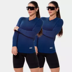 Kit 2 Blusas Camisas Feminina Térmica Proteção Uv Solar Casual Academia Verão
