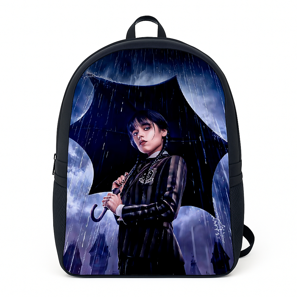 Mochila Escolar Estampada Wandnha Série Familia Addams Filme Alça Reforçada de Lona Infantil Juvenil