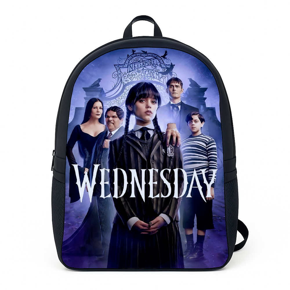 Mochila Escolar Estampada Com Wandnha Familia Addms Filme Série Terror Alça Reforçada Infantil Juvenil de Lona