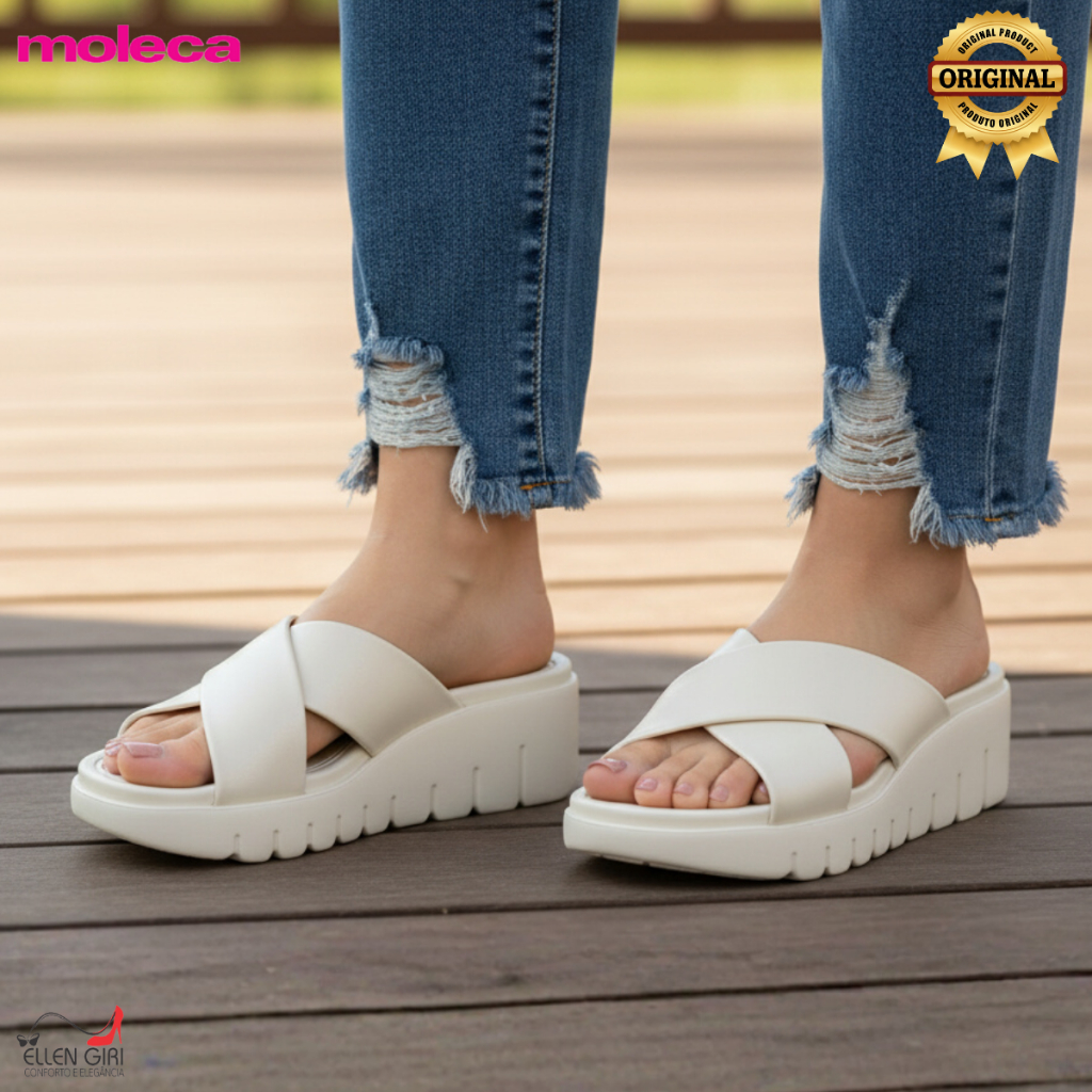 Sandália Moleca Plataforma Feminina Conforto Estilo Casual – Solado Alto Leve e Anatôm em Oferta na Shopee