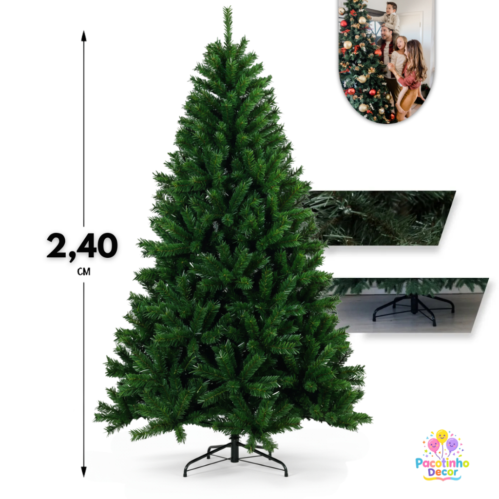 Arvore de Natal 2.40cm 1400 Galhos Exclusiva Super Cheia Grande Luxo Decoração de Natal 20...