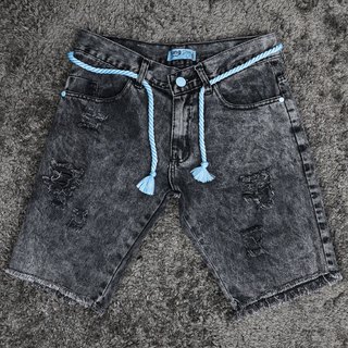 TJ Novo Bermuda jeans Unissex shorts jeans rasgados Tecido de alta qualidade com cordão na cintura