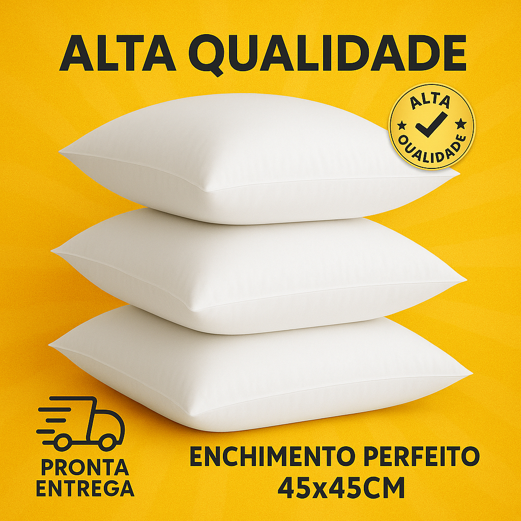 Kit Enchimento Almofada 45x45 Decorativa Macio e Resistente Ideal Sofá Sala - Envio Imediato