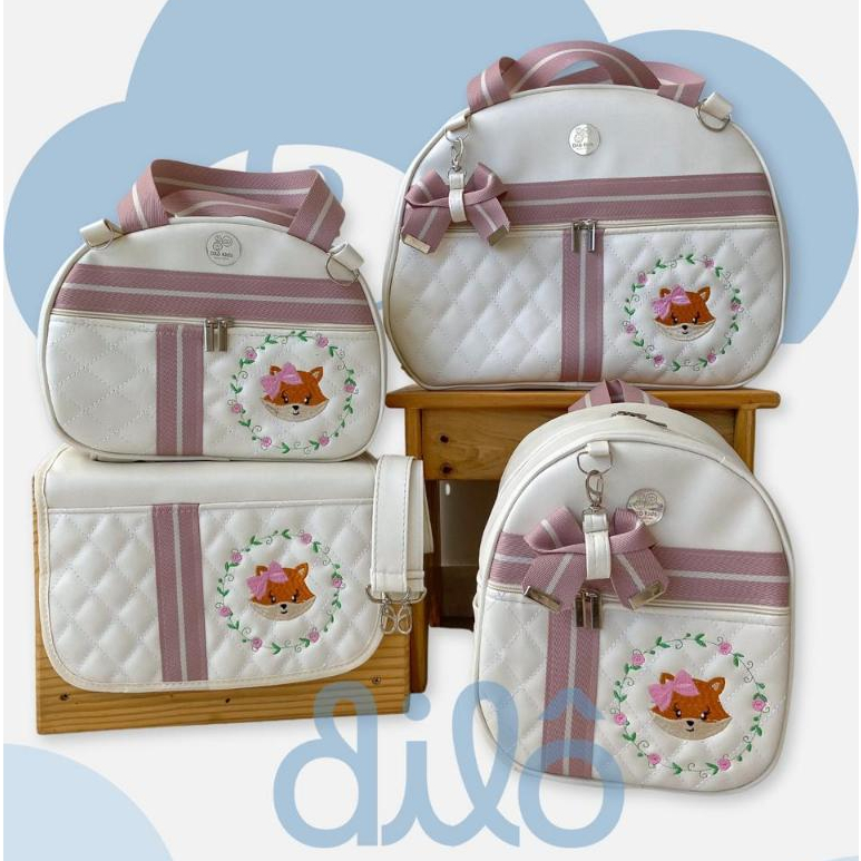 Kit de bolsas raposa, bolsas maternidade personalizada menina. Dilô Kids