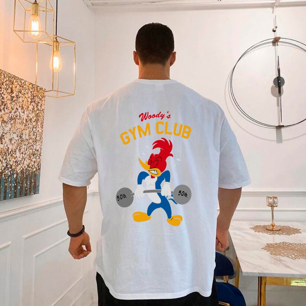 Camiseta Oversized Premium Estampa Pica Pau Maromba Gym Club Blusão 100% Algodão Academia Treino