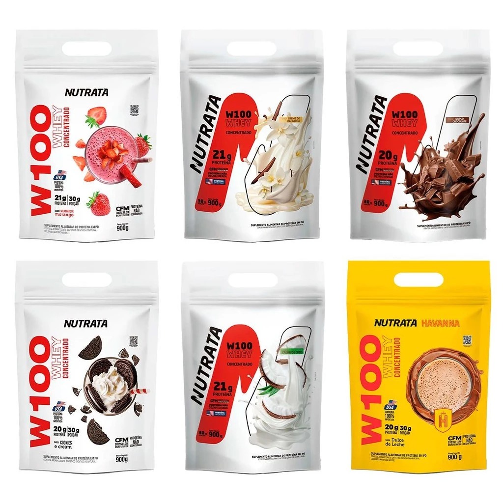 Whey Protein Concentrado 900g W100 Refil  - Nutrata em Oferta na Shopee