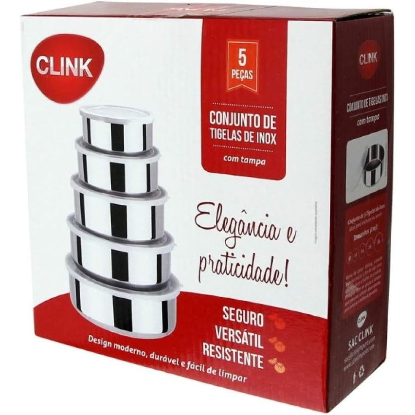 Jogo Conjunto Tigelas Aço Inox 5 Peças Potes Bowl C/ Tampa em Oferta na Shopee