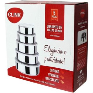 Jogo Conjunto Tigelas Aço Inox 5 Peças Potes Bowl C/ Tampa em Oferta na Shopee