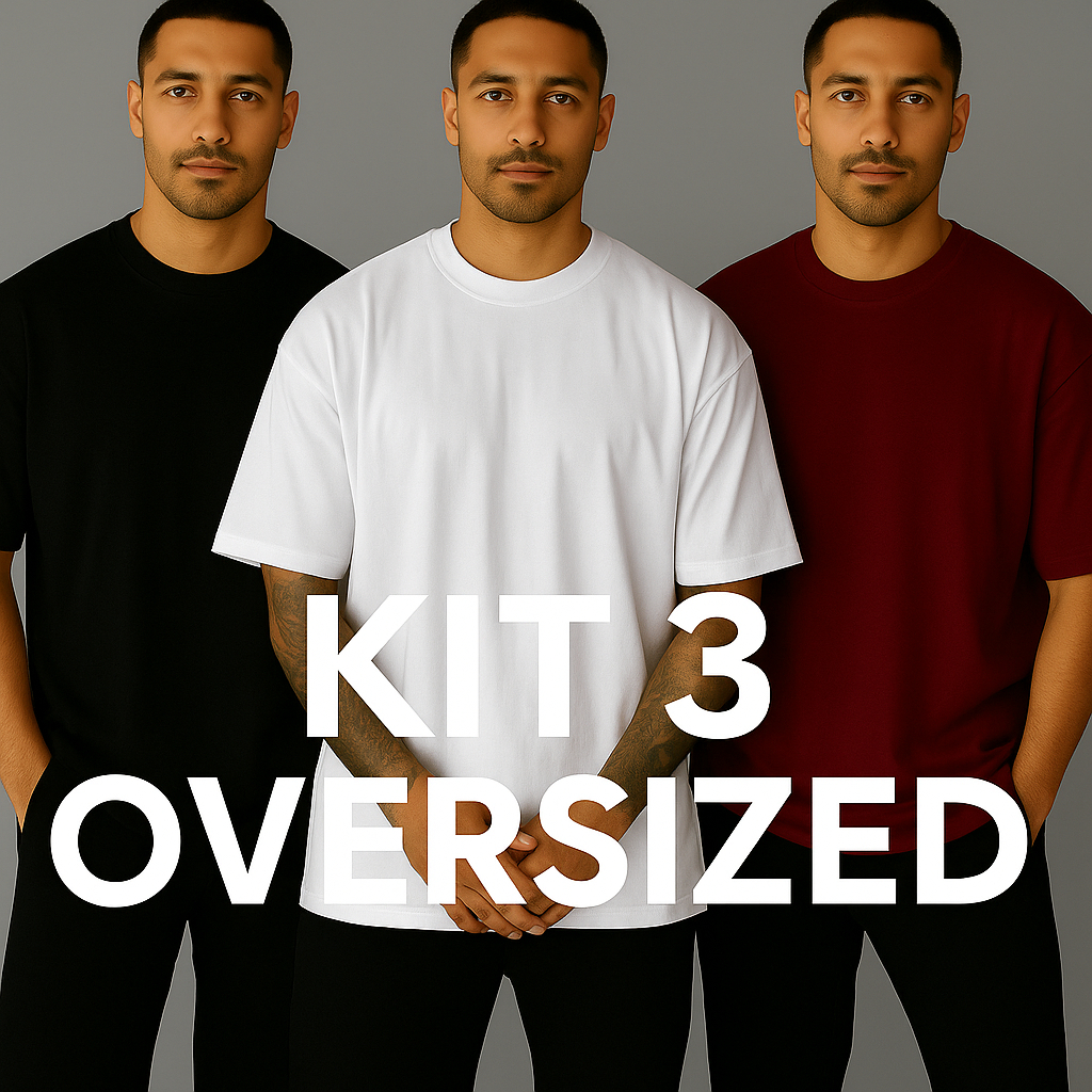 Kit 3 Oversized Masculina Lisa  Premium Algodão Básica Streetwear Frete Grátis