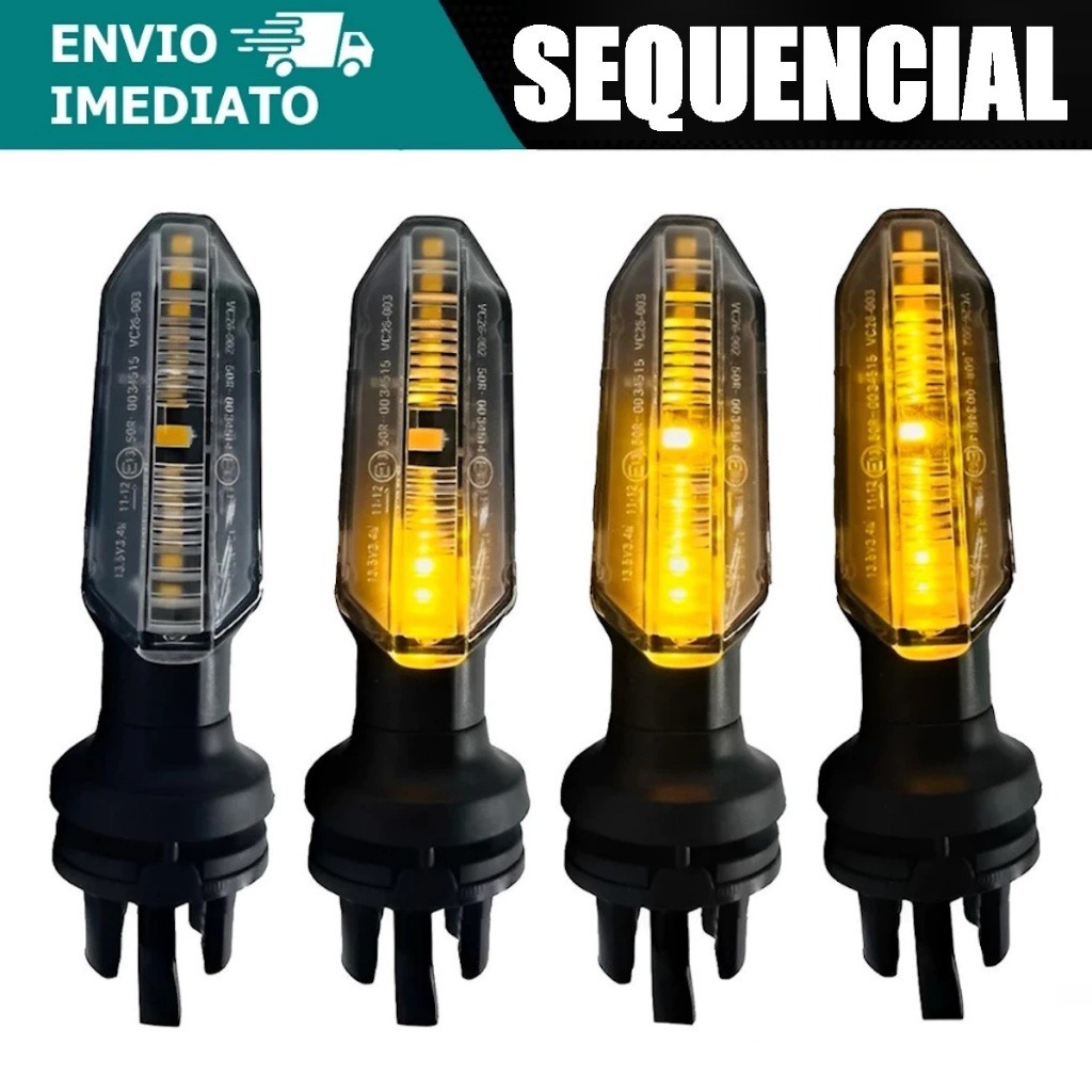 Kit com 4 Seta Pisca Led Sequencial Led Seta Honda Cb250f Twister 2019 Fan Titan