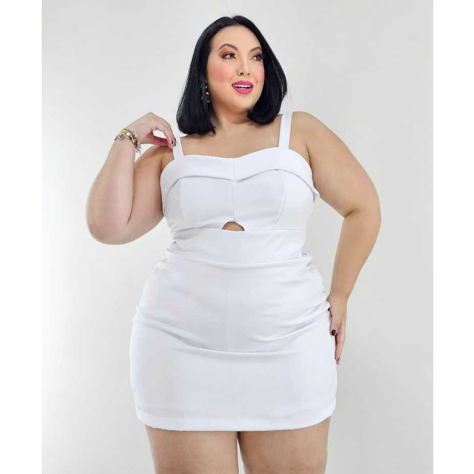 Vestido Feminino Curto Plus Size Alfaiataria Elegante Moda Festa