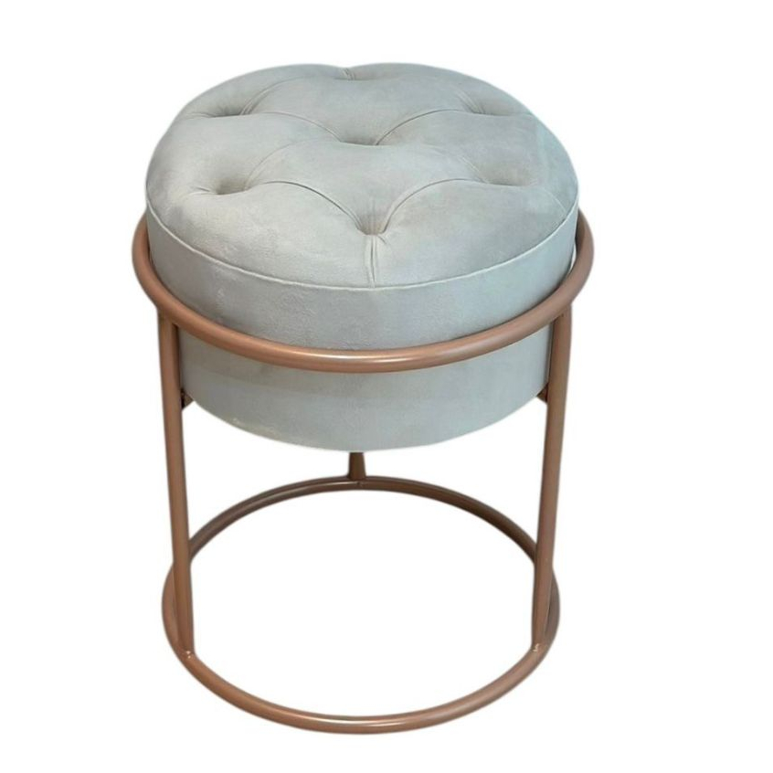 Puff Redondo Estofado com Base de Ferro – Banqueta Decorativa para Sala e Quarto | Várias Cores em Oferta na Shopee