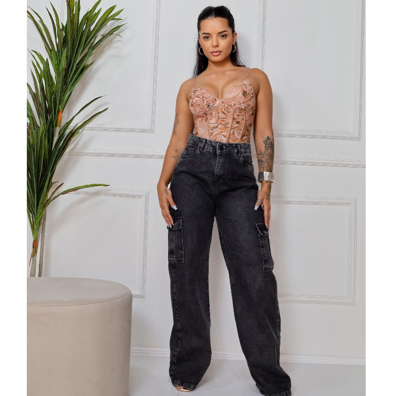 Calça Cargo Feminina Premiun Marmorizada Confortável Casual Tendência Elegante Moderna Chique Linda em Oferta na Shopee